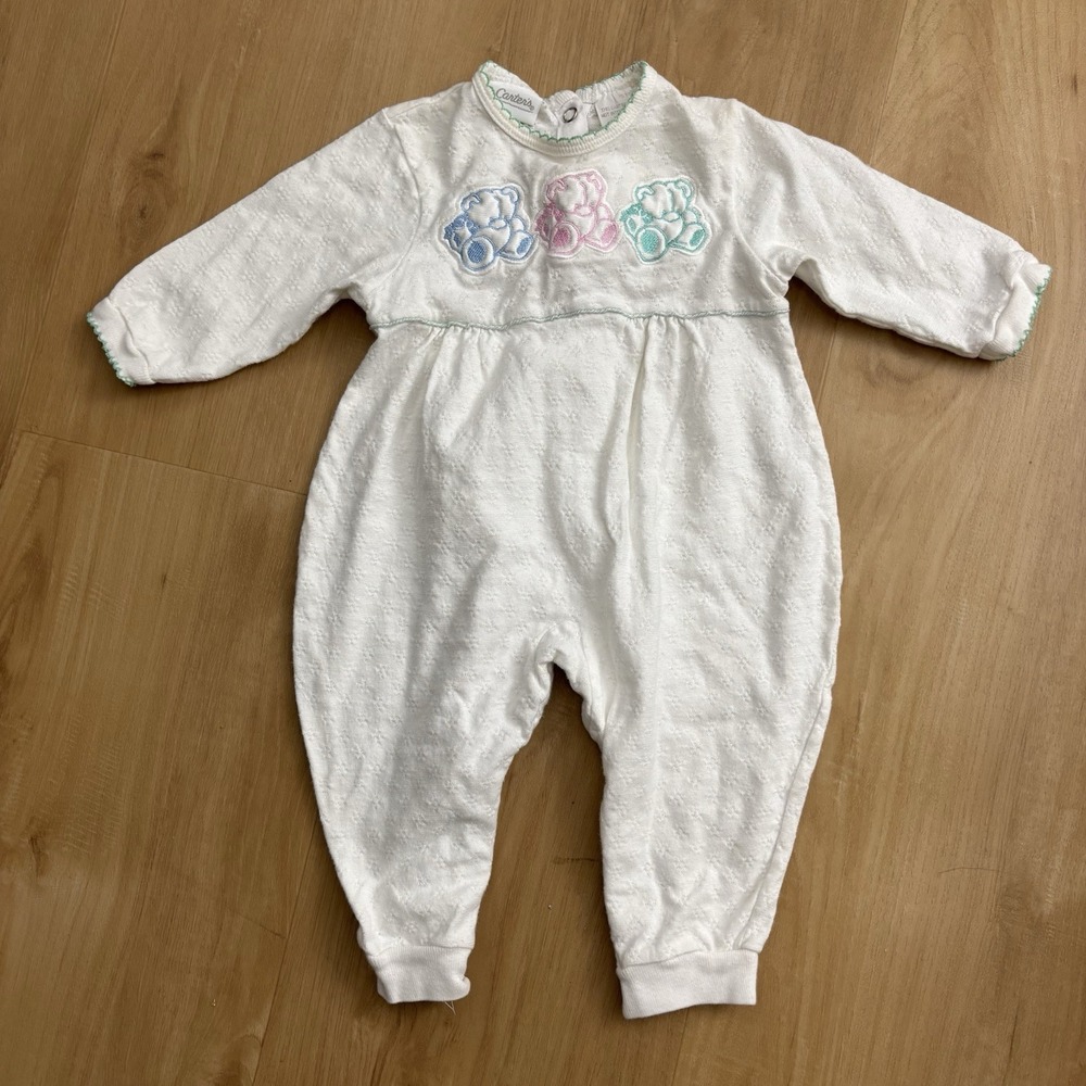 Vintage Carters Embossed Romper 3-6 Months‎ Embroidered Teddy Bears
